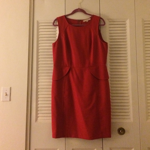 Ann Taylor Loft red peplum cocktail dress