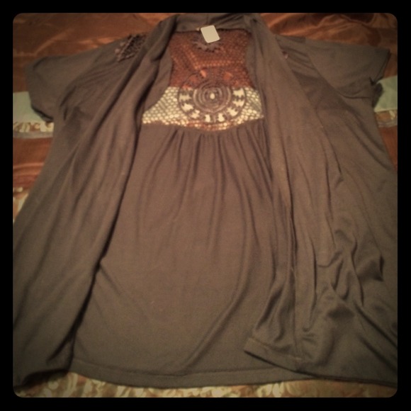 1X short sleeve cardigan