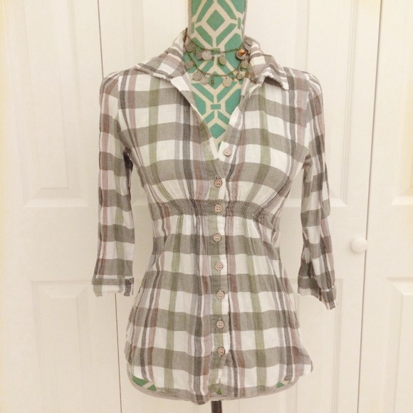 Plaid button down top