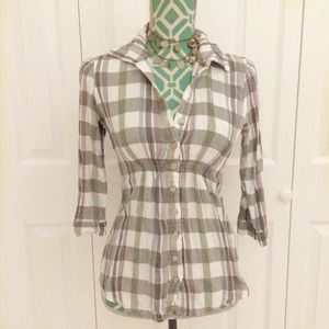 Plaid button down top