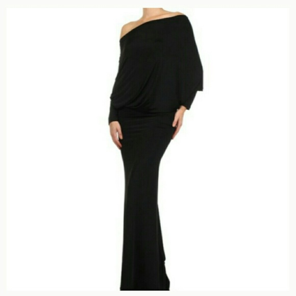 Black off shoulder maxi dress