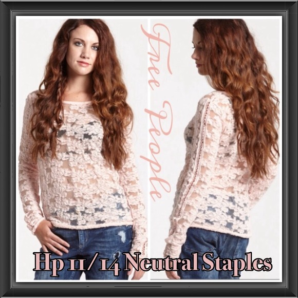 Free People Pink Stretch Lace Top