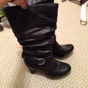 Black high heel boots