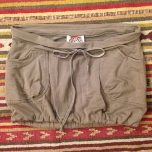 Love Yaya fun drawstring tan bubble mini skirt