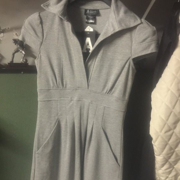 Never worn collared grey knee length dress