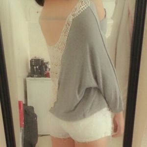 ❤️cute lace crochet deep open back sweatshirt❤️