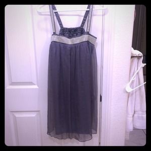 Grey chiffon dress with rhinestones.