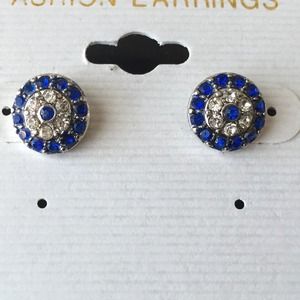 RHINESTONE EVIL EYE EARRINGS SILVER/GOLD PLATED