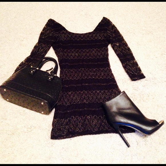 Gold Lace Cocktail Dress