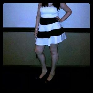 White and black strpies casual dress