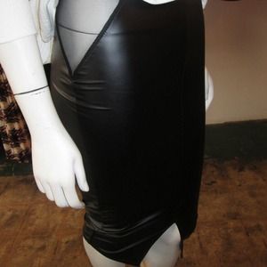 NWT Leatherette pencil skirt with mesh insets