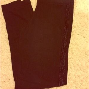 VS PINK Leggings black with sparkle/lace stripe