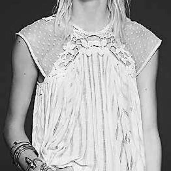 Sold Out❤ ️Free People Lace Embellished Boho Top - Picture 3 of 4