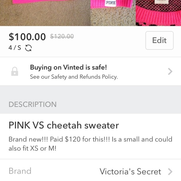 SOLD PINK VS cheetah sweater brand new - Picture 2 of 2