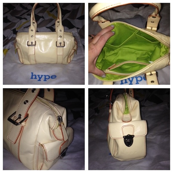 Genuine leather, cream colored Hype handbag