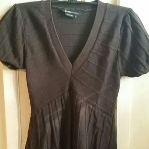 Brown wool and cotton knitted dress