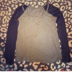 VS Pink Gray Long Sleeve Baseball Tee
