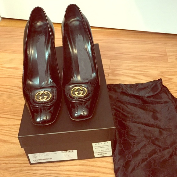Gucci Shoes - 💯Gucci Black Patent Leather Square Toe Pumps