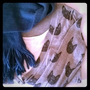 Grey cat-printed cardigan