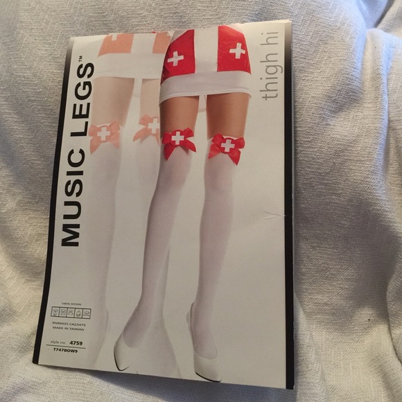 Music Legs thigh hi sexy opaque with embroiled bow