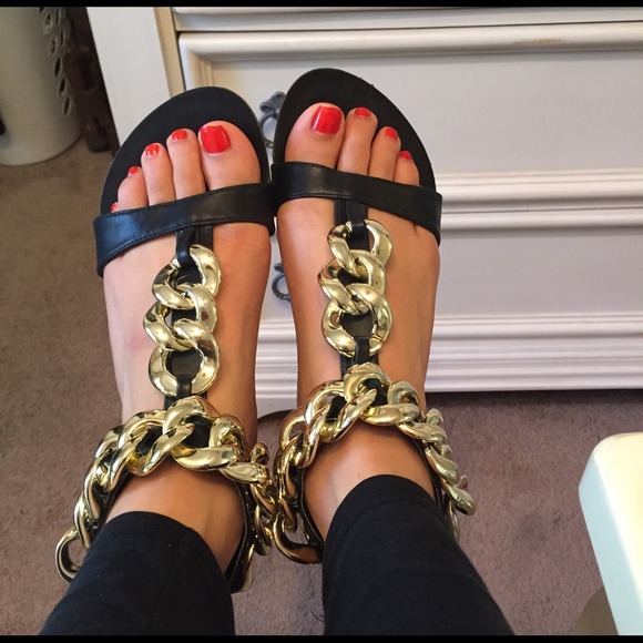 Gold chain sandals