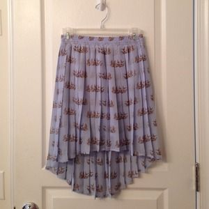 Baby Blue Bird Pattern High Low Skirt