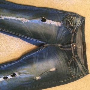 Size 13/14 reg twenty one black distressed jeans