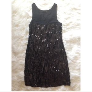 Reduced!  Express black on black sequence dress