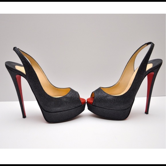 Christian Louboutin Lady Peep Sling Glitter Heel - Picture 4 of 4