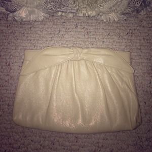 Vintage leather bow clutch