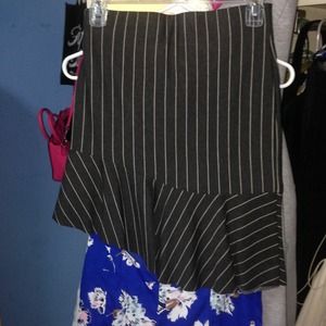 Zara pinstripe skirt ruffle asymmetrical NEW