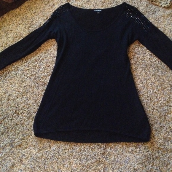 Express black sweater with embellished shoulders