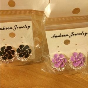diamond flower earrings