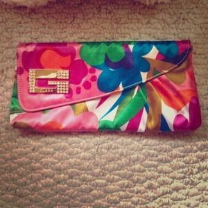 Satin Floral Guess Clutch