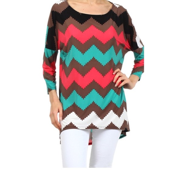 Chevron Tunic, hi low, dolman sleeves, (3x).