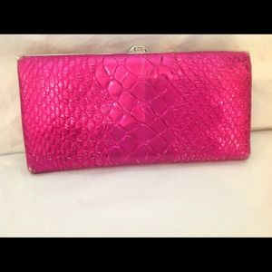 LODIS Clutch or Wallet, Metallic Pink Leather