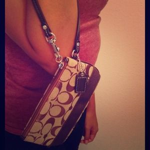 Brown coach wristlet