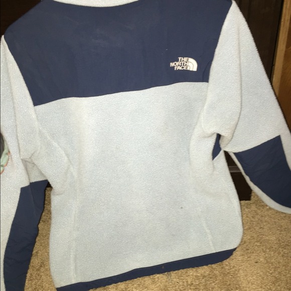 Baby blue with navy blue North Face Fleece Jacket - Picture 2 of 3