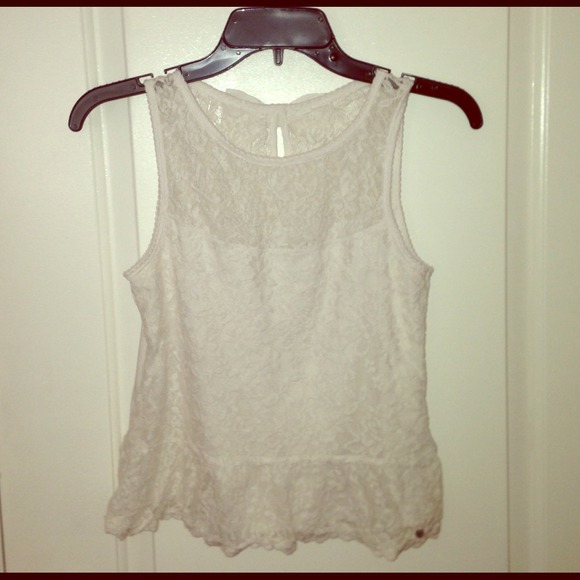 A&F White Lace Peplum Top w/ Bow in the back