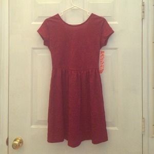 Red textured formal open back dress