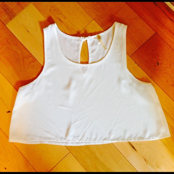 White Crop Top with Eyelet in Back