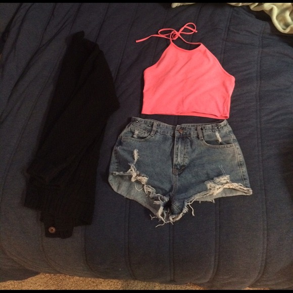 Pink halter top.