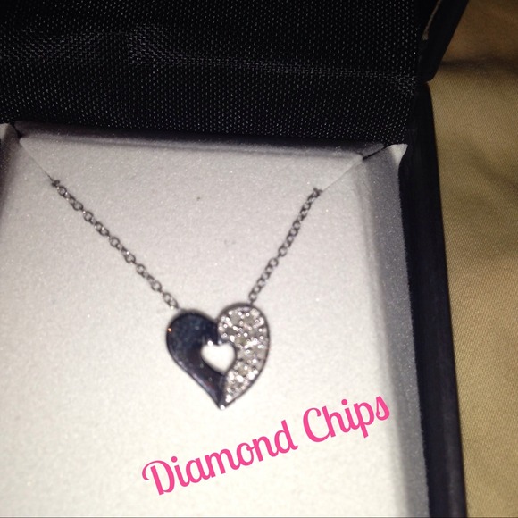 Kings Jewelry Store Jewelry - Diamond ❤️ and silver hanging earrings
