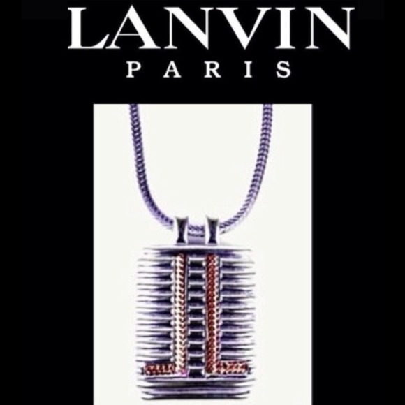 AUTH LANVIN c. 70′s Two Tone logo Necklace