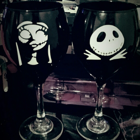 Nightmare before Christmas Jack & Sally wine glass