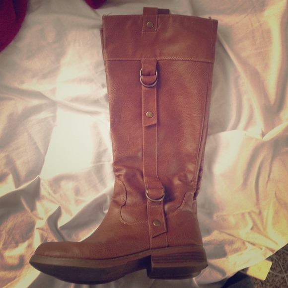 Brown faux leather boots