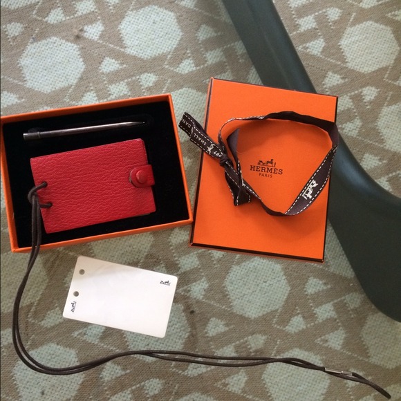 Hermes Leather Notebook + Sterling Pencil Necklace