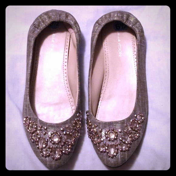 Adrienne Vittadini ballet flats bling rhinestones