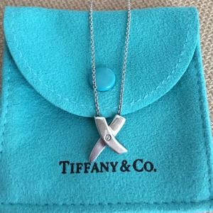 Authentic Tiffany&Co. Modern X necklace w/ Diamond