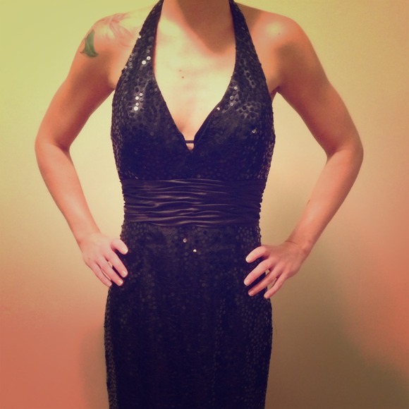 SPARKLE Dress, Floor Length Black Sequined Gown